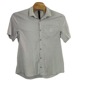 Lululemon Short Sleeve Shirt Mens‎ XXL Light Gray Summer Fridays Stretch Button